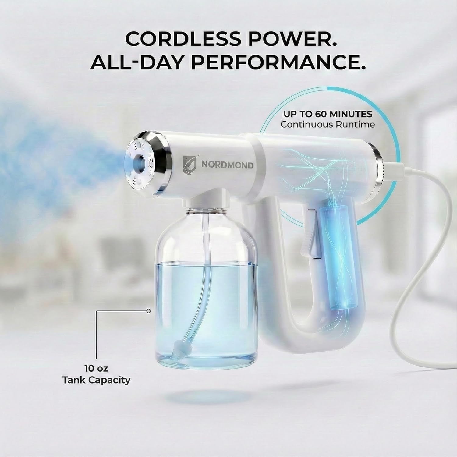 The Original Disinfectant Fogger Machine - Professional Sanitizer Sprayer - ULV Atomizer & Nano Steam Gun – Rechargeable Barber Spray Gun with Blue Light V2
