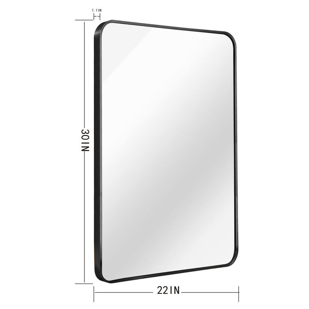 Ta. 22 In. W X 30 In. H Black Rectangle Framed Mirror