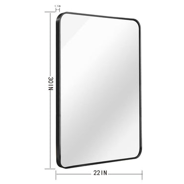 Ta. 22 In. W X 30 In. H Black Rectangle Framed Mirror