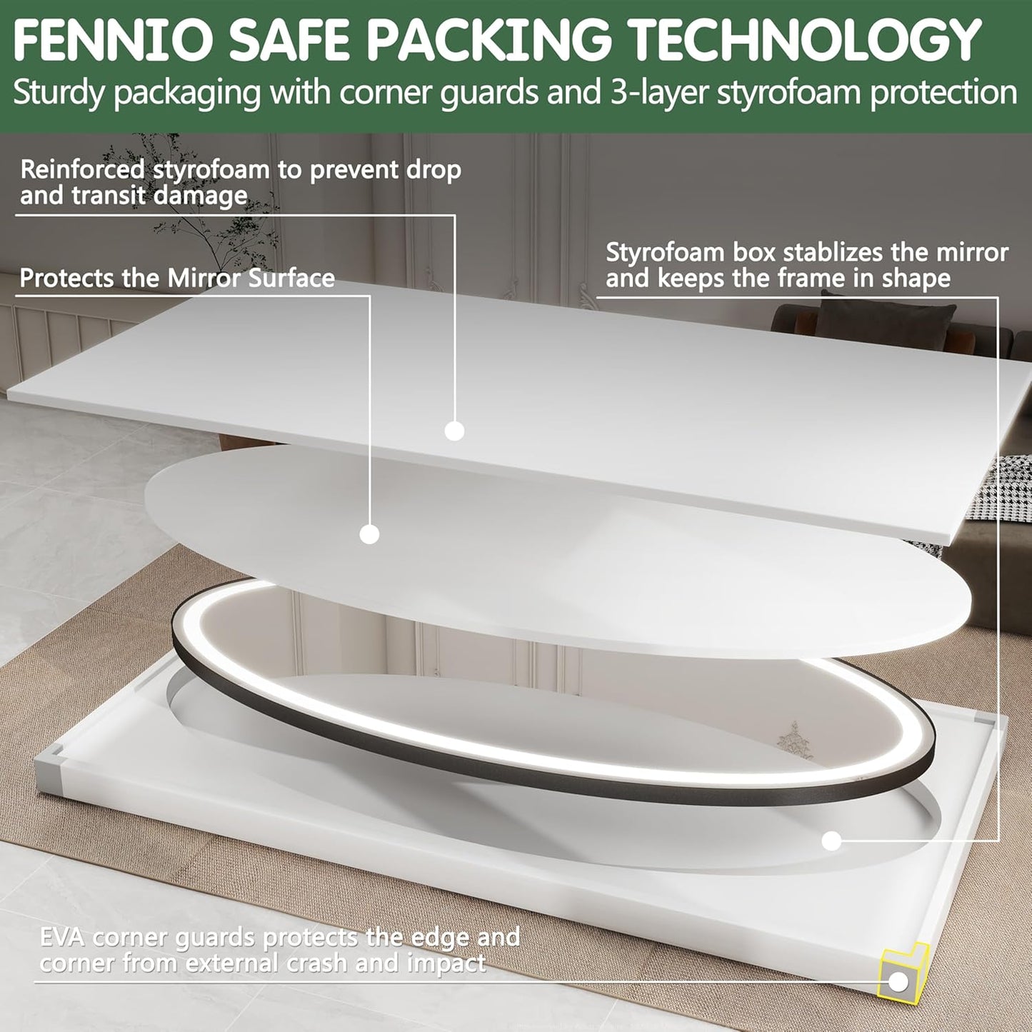 70" X 36" Large Wall Mounted Mirror with LED Lights, Oval Full Length LED Lighted Full Body Dressing Mirror for Bedroom, Salon, Brushed Aluminum Frame, Tempered Glass