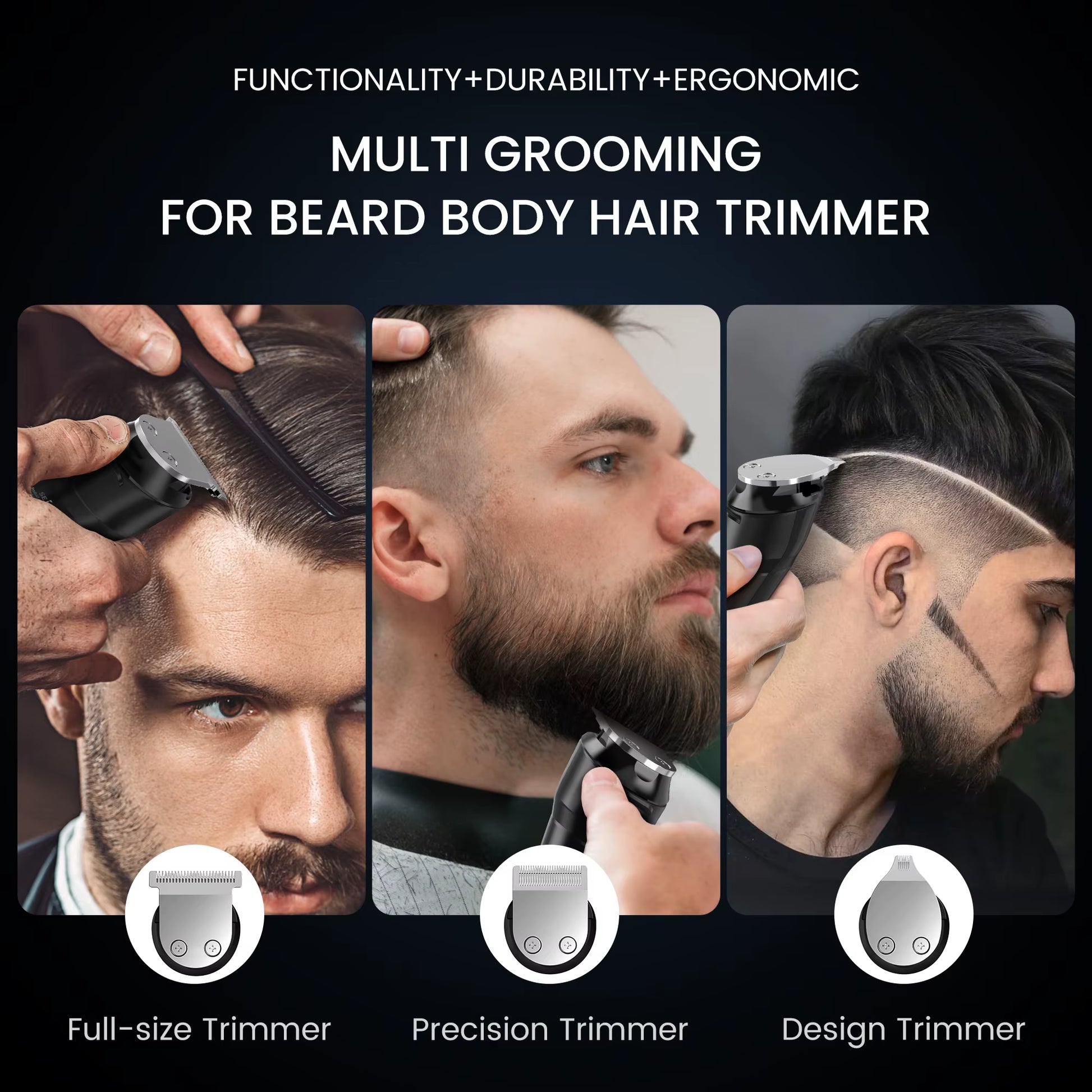 Men'S Electric Hair Clipper USB Rechargeable Carving Clipper Cordless Hair Trimmer Hair Cutting Machine 4 Pcs Limit Combs