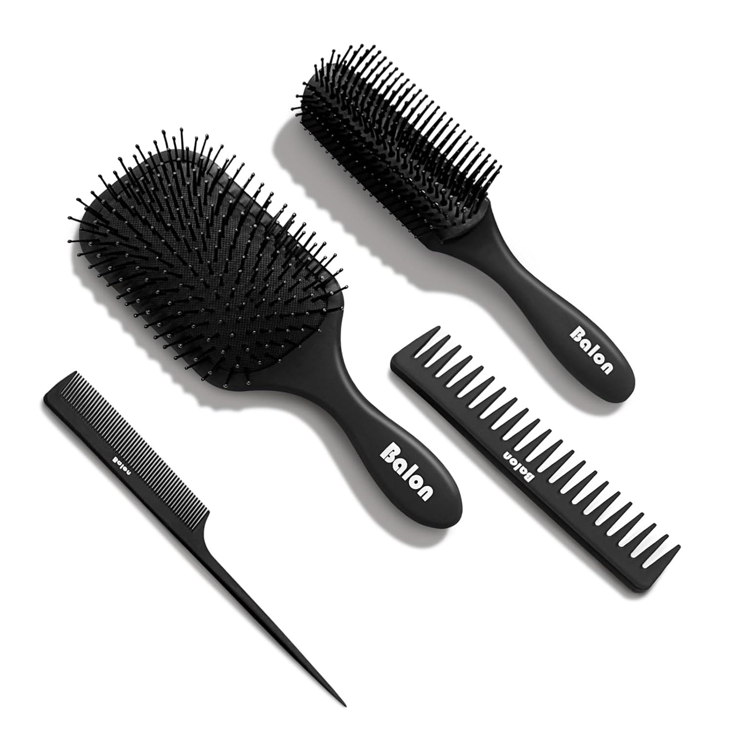 Hair Brush for Women and Men, 4Pcs Paddle Brush Detangling Brush Hair Comb Set for Long Thick Thin Curly Hair, Hairbrush Great on Wet or Dry, No More Tangle