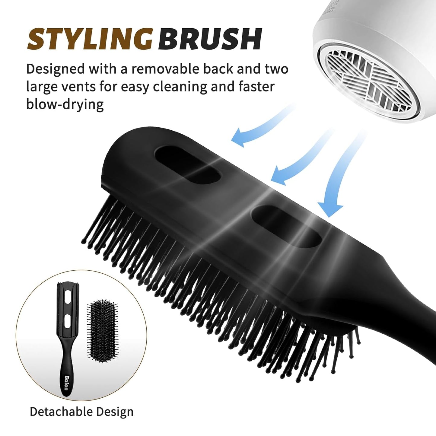 Hair Brush for Women and Men, 4Pcs Paddle Brush Detangling Brush Hair Comb Set for Long Thick Thin Curly Hair, Hairbrush Great on Wet or Dry, No More Tangle