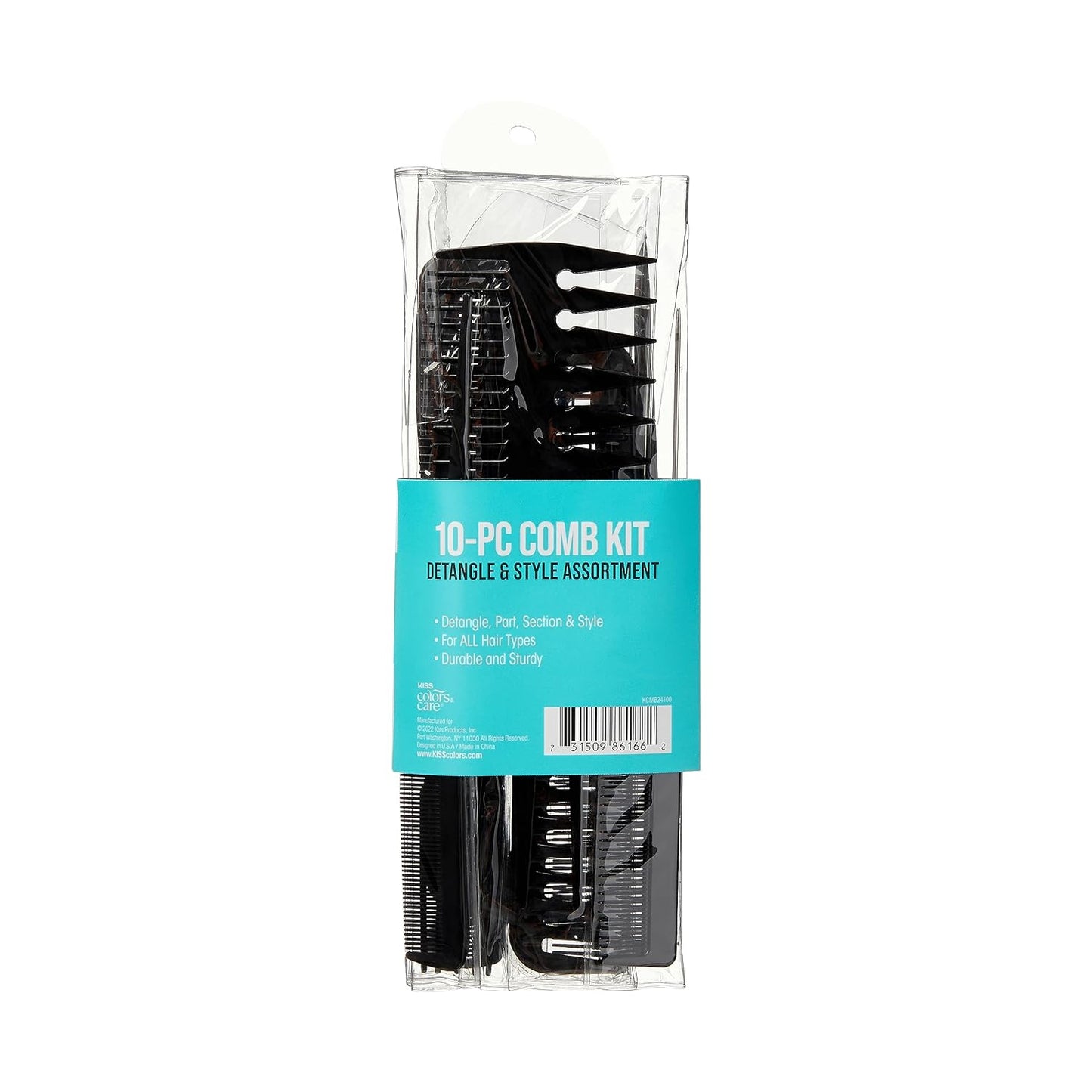 KISS Professional 10-Pc Comb Set-Detangle & Style Assortment